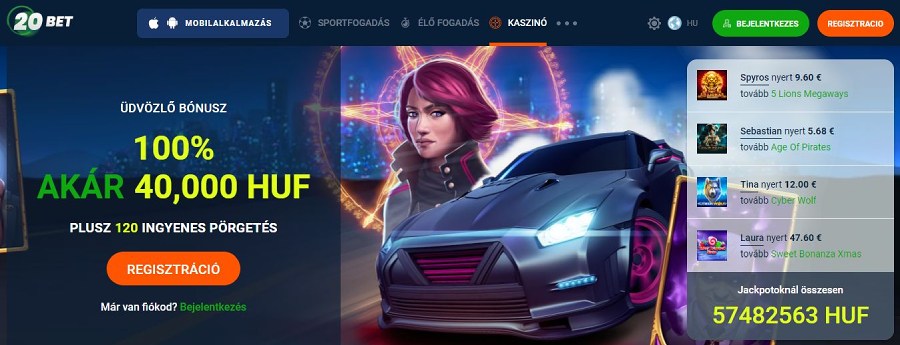 20 bet Casino - regisztráció