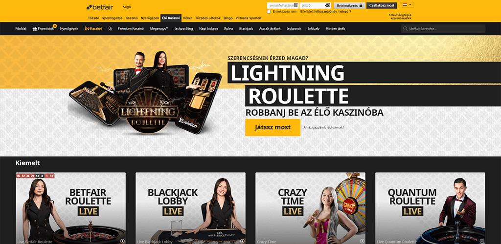 Betfair élő kaszinó