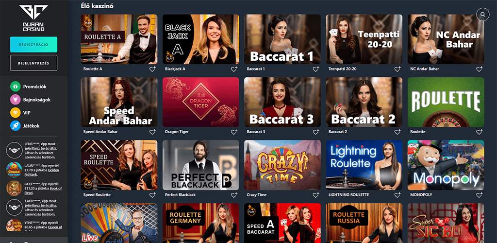 BiranCasino élő kaszinó