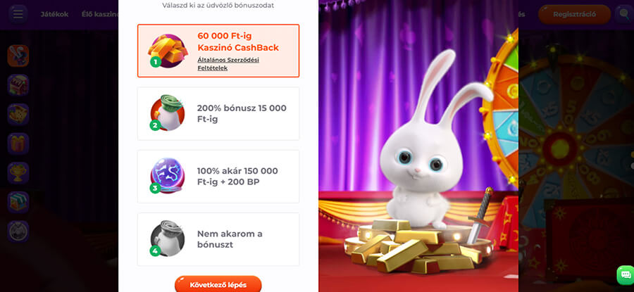 Cadabrus Casino regisztráció 2. lépés