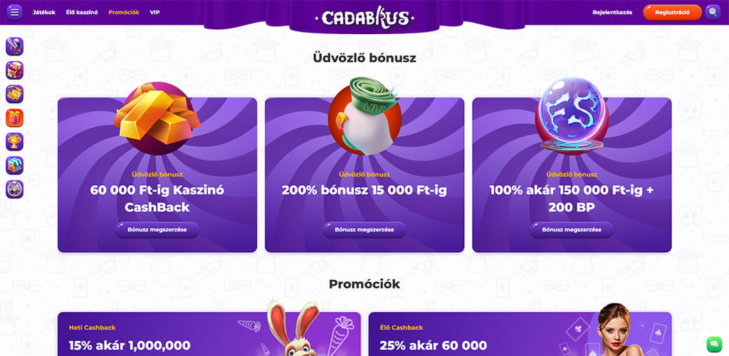 Cadabrus kaszinó bónuszok