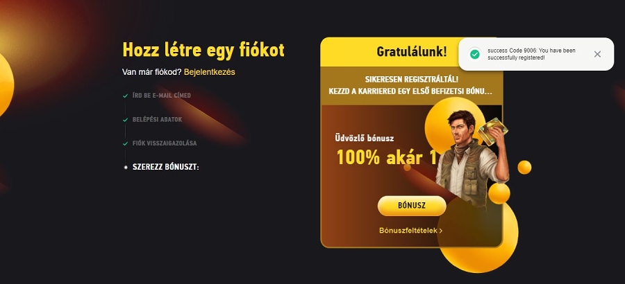 FEZBet Casino regisztráció 7. lépés