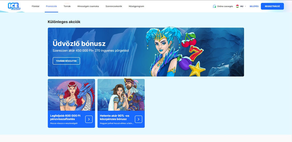 Ice Casino bónusz ajánlatok