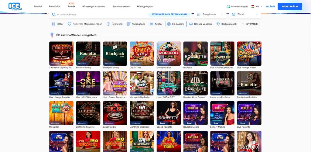 Ice Casino élő kaszinó
