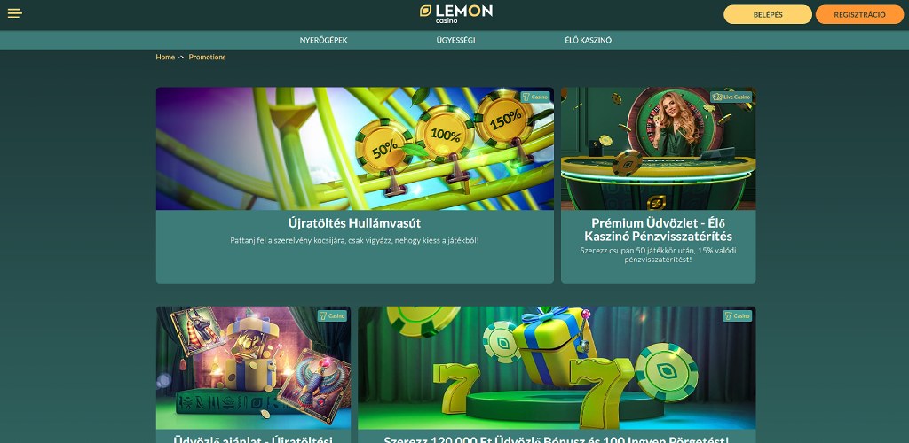 Lemon Casino bónusz ajánlatok