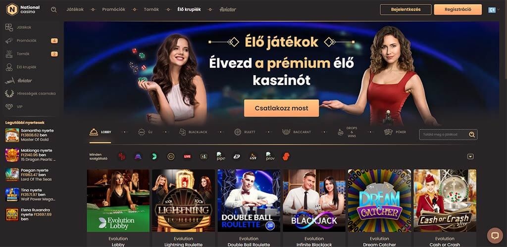 National Casino élő krupiék