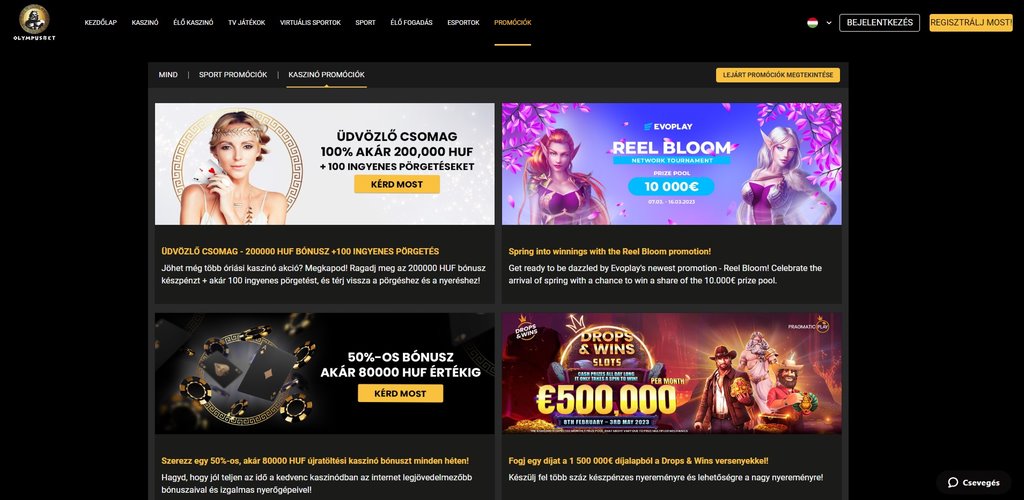 OlympusBet Casino bónusz ajánlatok