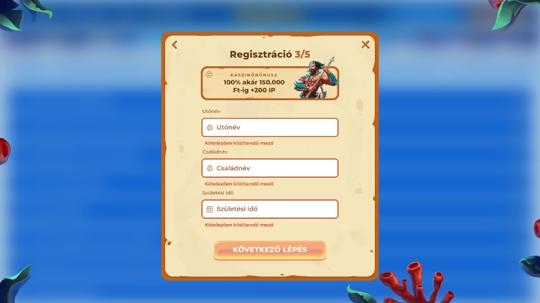 Posido Casino regisztráció 3. lépés