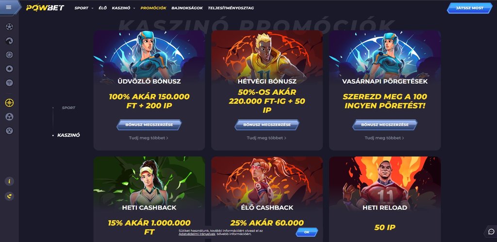 Powbet Casino bónusz ajánlatok
