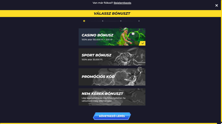 Powbet Casino regisztráció 1. lépés