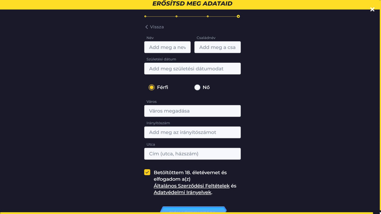 Powbet Casino regisztráció 4. lépés