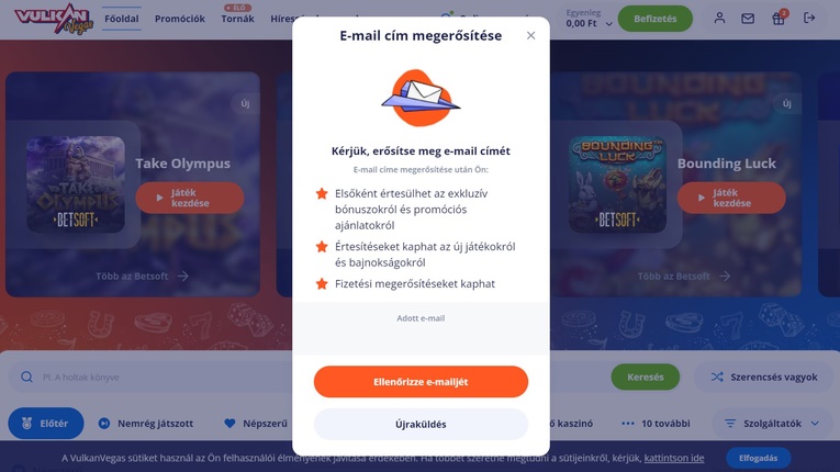 Vulkan Vegas Casino regisztráció 3. lépés