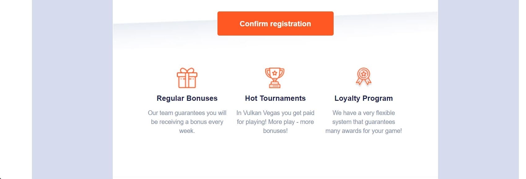 Vulkan Vegas Casino regisztráció 4. lépés