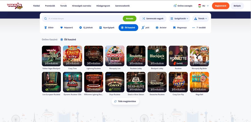 Vulkan Vegas Casino élő kaszinó
